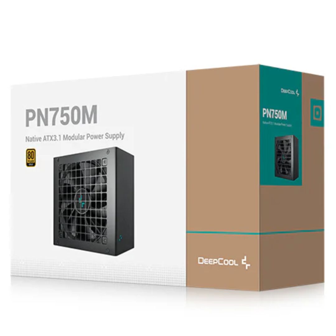 DeepCool PN750M 750W 80+ Gold Certified Fully Modular ATX Power Supply 120mm Fan, Japanese Capacitors, DC to DC, ATX12V V3.1, 100,000 MTBF, 90% Effi DeepCool PN750M 750W 80+ Gold Certified Fully Modular ATX Power Supply 120mm Fan, Japanese Capacitors, DC to DC, ATX12V V3.1, 100,000 MTBF, 90% Effi